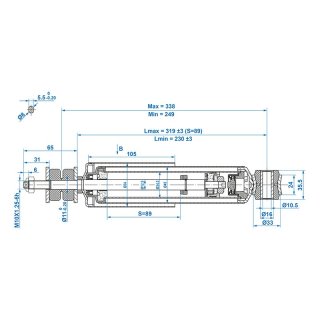 Stossdämpfer Tredal CC=250-340 - Set von 2 Stück