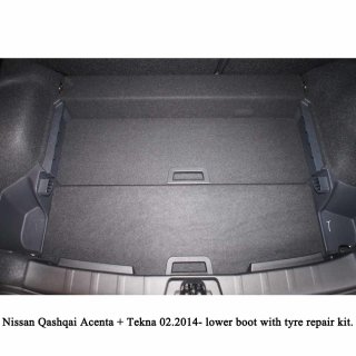 Kofferraumwanne für Nissan Qashqai ab 2014 bis 2020 (vertiefte Ladeboden mit Reifen-Reparaturset)