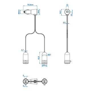 Zweifachsteckdose + Stecker mit USB im Blister