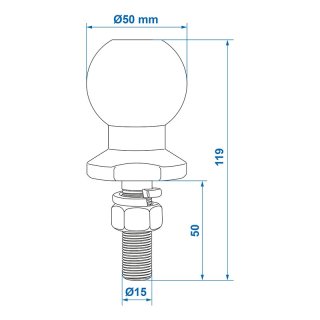 Anhängerkupplungskugel gerade 16mm