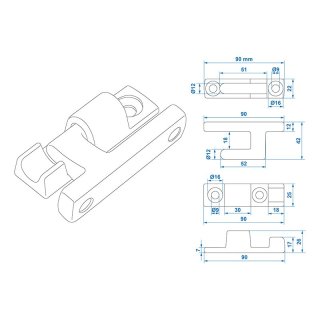 Jeu de supports de charnières