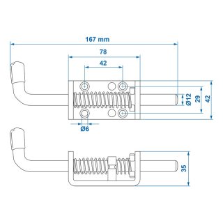 Federverriegelung 12mm/17cm