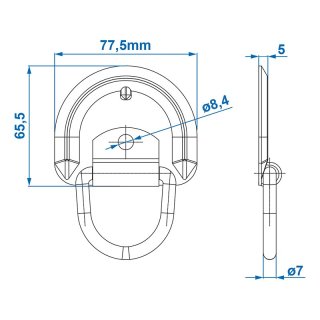 Zurrmulde 76x66mm im Blister