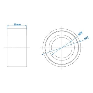 Radlager universal 39/72x37mm