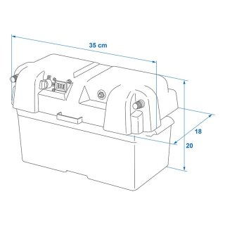 Boîte à piles 35x18x20cm 2x USB - 1x prise 12V - voltmètre