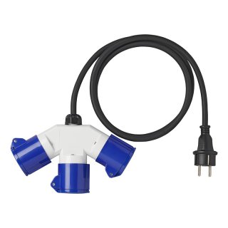 Câble adaptateur 150cm 3x2,5mm² de la prise Schuko vers 3xCEE