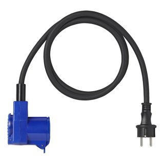 Câble adaptateur 150cm 3x2,5mm² de la prise Schuko à la prise CEE coudée + prise Schuko