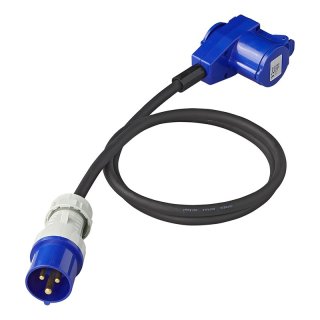 Adapterkabel 150cm 3x2,5mm² von CEE Stecker nach CEE Winkelkupplung + Schuko Steckdose