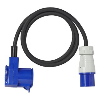 Adapterkabel 150cm 3x2,5mm² von CEE Stecker nach CEE Winkelkupplung + Schuko Steckdose