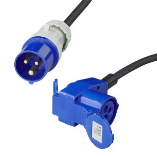 Adapterkabel 150cm 3x2,5mm² von CEE Stecker nach CEE Winkelkupplung + Schuko Steckdose