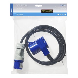 Adapterkabel 150cm 3x2,5mm² von CEE Stecker nach CEE Winkelkupplung + Schuko Steckdose