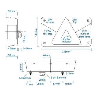 Multipoint V Anhänger Rückleuchte links