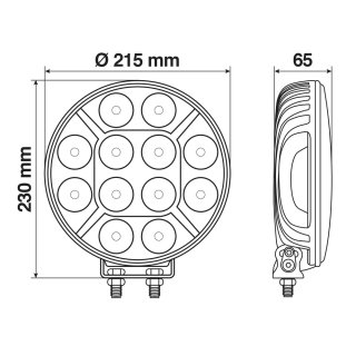 Orion Zusatzscheinwerfer mit 12 LED - 9/36V - Ø 215 mm - Schwarz