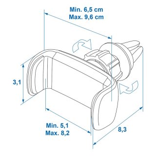 Universal Smartphone-Halterung mit Feder für Lüftungsgitter