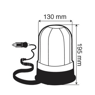 RH-2, Signallicht Halogenlampe mit Magnetbasis und Sauger, 12/24V