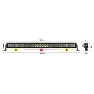 LED-Light-Bar mit gebogener Struktur aus Aluminium, 110 cm