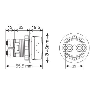 Trennschalter für Batterie mit drei Positionen, 12/32V