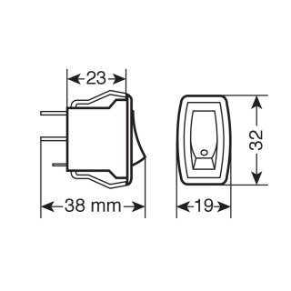 Schalter mit LED - 12/24V - Blau