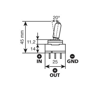 Interrupteur à bascule, 3 contacts - 12/24V - Bleu - 20A