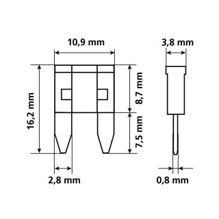 Set 10 sortierte Mikro-Lamellensicherungen 12/32V