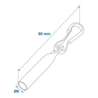 Seil Endverschluss mit Simplexhaken für Planenseil 8mm