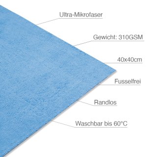 Value - Mikrofasertuch 5er Set, 310GSM, 40x40 cm