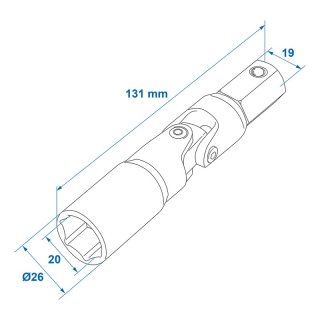 Kardangelenk Adapter für Ausdrehstütze 19mm