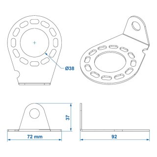 Steckdosenhalter Metall gewinkelt 9,2 x 7,2 cm