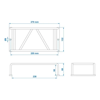 Feu arrière Grille de protection 238 x 132 x 58 mm