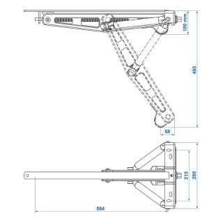 Ausdrehstütze 1100kg 597x280mm H:497mm