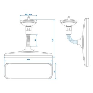 Rückspiegel 164 x 55 mm mit Flexarm 4 cm und Saugnapf