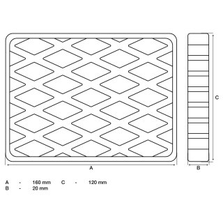 Support en caoutchouc | pour ponts élévateurs | 160 x 120 x 20 mm