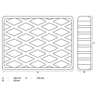 Gummiauflage | für Hebebühnen | 160 x 120 x 30 mm