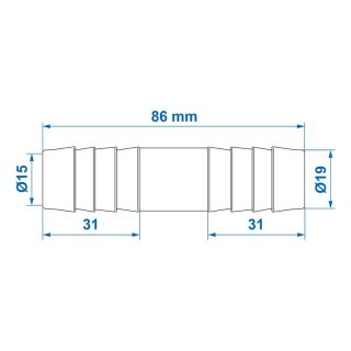 Schlauchverbinder gerade 19mm im Blister