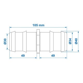 Schlauchverbinder gerade 40mm im Blister