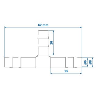 Schlauchverbinder T-Stück 8mm 2 Stück im Blister