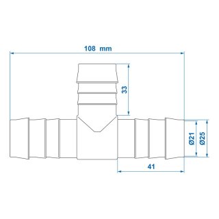 Schlauchverbinder T-Stück 25mm im Blister