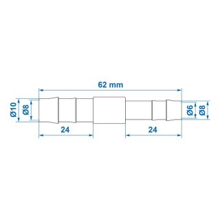 Schlauchreduzier Verbinder gerade 10x8mm 2 Stück im Blister