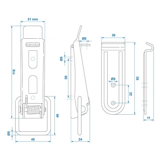 Exzenterverschluss 92x30 mm inkl. Halter