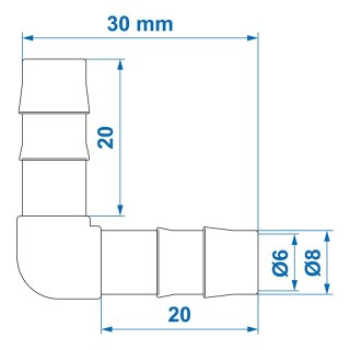 Schlauchverbinder gewinkelt 8mm 2 Stück im Blister