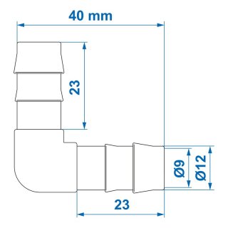 Raccord de tuyau coudé 12mm 2 pièces sous blister