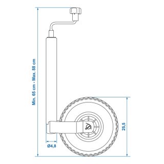 Roue dappui jante en métal avec pneu