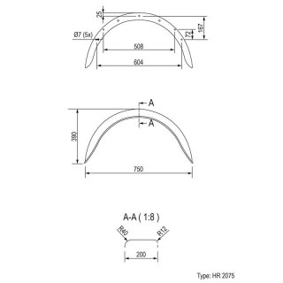 Kotflügel Metall halbrund 14 Zoll (2075)