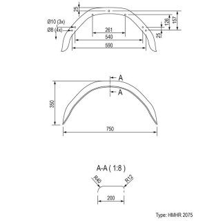 Kotflügel Metall eckig 14 Zoll