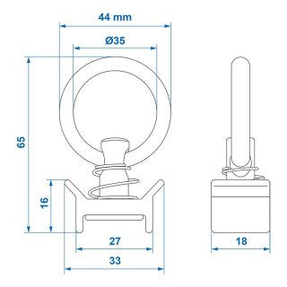 Stud Fitting Single métal sous blister