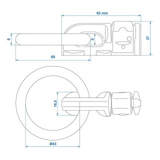 Stud Fitting Double mit Ring rund im Blister