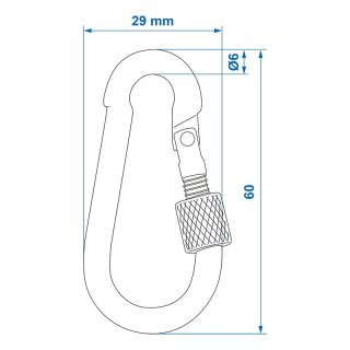 Karabiner Metall 6x60mm mit Schraubverschluss 2 Stück im Blister