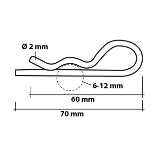 Sicherungssplint einfach 2mm / 6-12mm im Blister