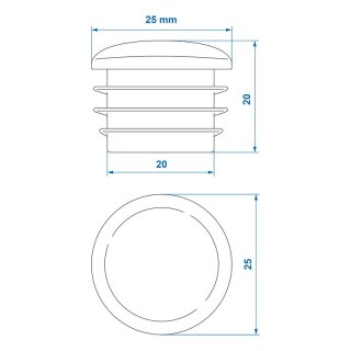 Endkappe Ø25mm 4 Stück im Blister