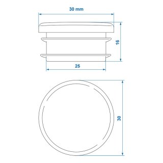 Endkappe Ø30mm 4 Stück im Blister